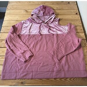 NEW All Worthy Peekaboo Shoulder Hooded Sweater Size 4X Women’s Pink
